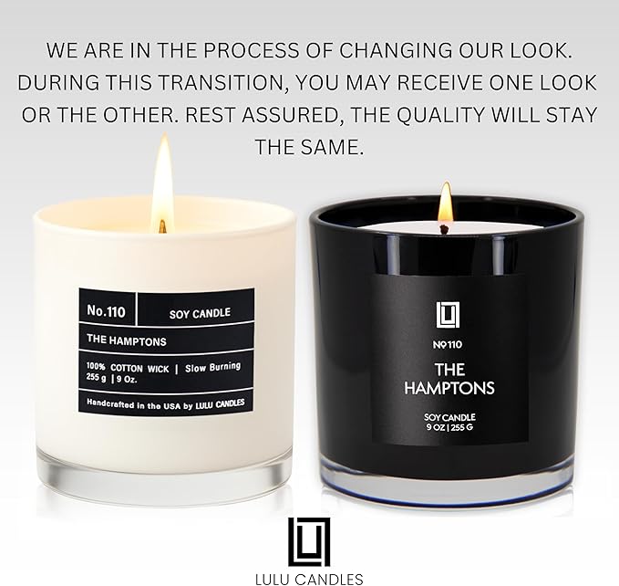 Lulu Candles | The Hamptons - Fresh Citrus & Ocean Mist | Luxury Scented Soy Jar Candle | Hand Poured in The USA | Highly Scented & Long Lasting (9 Oz.)