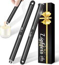 2 Pack Electric Candle Lighters, USB Rechargeable Lighter with Windproof Flameless & Extended Handle, Suitable for Candles, BBQ, Camping, Gas Stove, Festivals Gift (Black, 2 Packs-B)