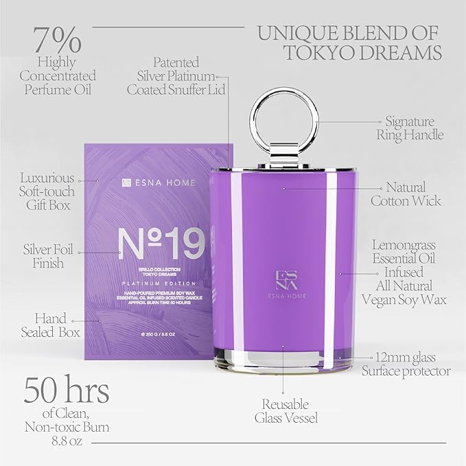 Luxury Highly Scented Soy Candle Natural Lavender Essential Oils Aromatherapy Candles for Relaxation Unique Gifts for Women Living Room Decor Holiday Gift for Mom Wedding Gift 8.8oz 50 Hours Long