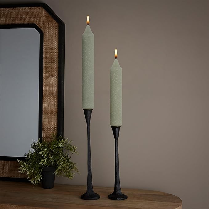 Root Candles 4-Count Unscented Dinner Candles Dripless Beeswax Enhanced Timberline™ Collenette Boxed Candle Set, 7-Inch, Sage Green