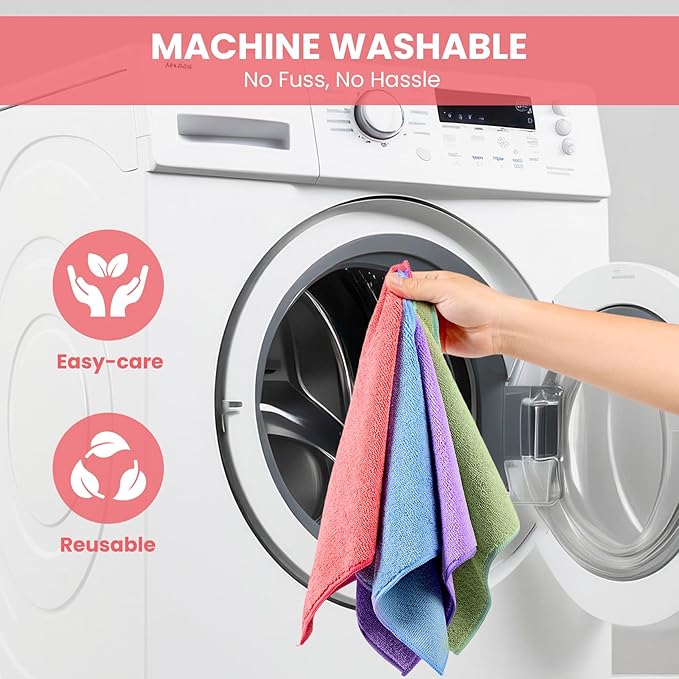 SIFANGKE Microfiber Cleaning Cloth, 150 Pack Assorted Color Cleaning Rags for Housekeeping, Colorful Reusable Microfiber Towels for Car, Kitchen, Bathroom and Household Cleaning Supplies, 11.8"X11.8"