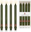 Olive Green Taper Candle 10 Inch Long Candlesticks Unscented Dripless Tapered Candle Set for Home Decor Wedding Party Dinner Candles, 4 Pack