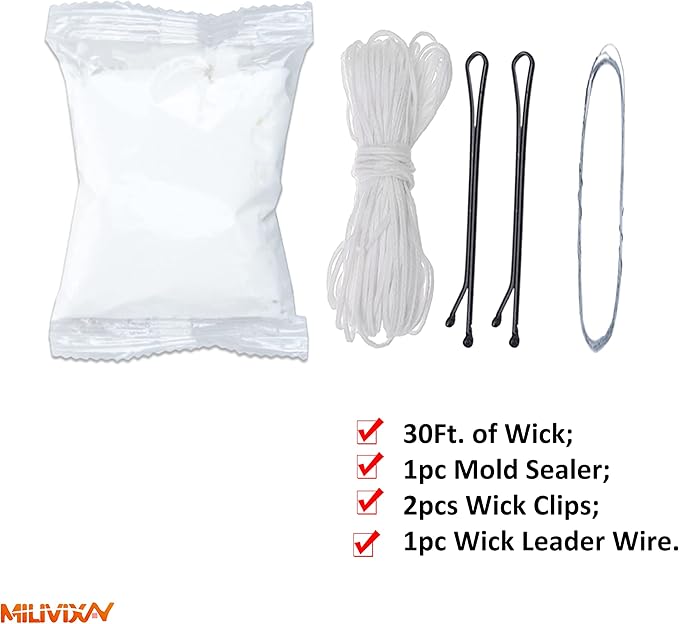 MILIVIXAY 2PCS Taper Candle Molds - Pillar Candle Molds - Perfect for Making Emergency Candles, Chime Candles, Table Candles-Including 30 Ft Wicks,1pc Wire and 2pc Wick Clips.
