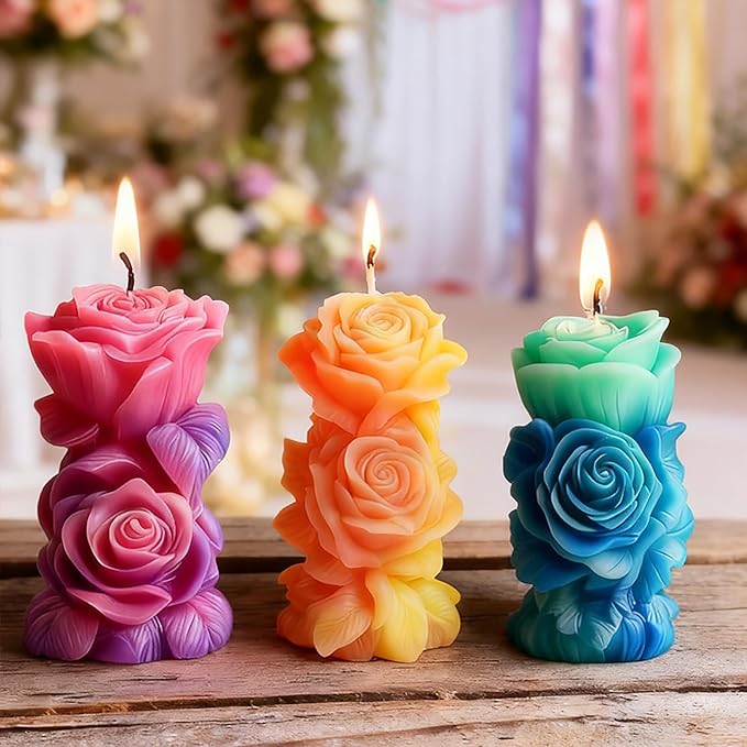 Rose Bouquet Silicone Molds, 3D Rose Resin Candle Molds, Silicone Molds for DIY Handmade Soaps, Clay Craft, Epoxy Resin Crafts, Birthday Gifts, Valentine's Day Gifts & Home Decorations(A)