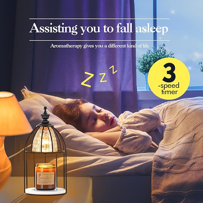 Candle Warmer Lamp for Top-Down Candle Melting, Vintage Aromatherapy Wax Melting lamp,Night Lamp (Black)