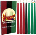 Kwanzaa Taper Candles, 3 Red,3 Green and 1 Black, 10 Inch Smokeless and Dripless Tall Candlestick, 8-8.5 Hour Long Burning time,African Holiday Mishumbaa Saba