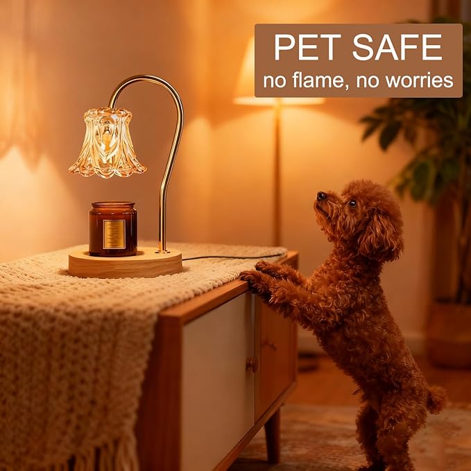 Candle Warmer Lamp with Timer 2 Bulbs Light Dimmable Electric Candle Warmer Flower Shape for Bedroom Home Decor, Wax Melt Warmer for Scented Wax, Birthday Housewarming for Her Him