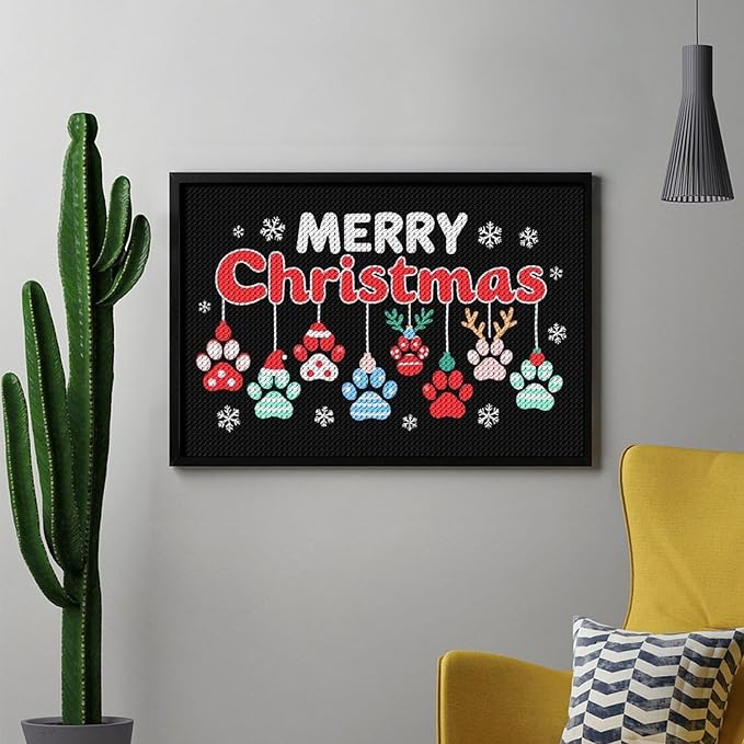 AIVKIEJK Diamond Painting Kits for Adults - Merry Christmas Paw Painting DIY 5D Full Drill Diamond Dots Paintings with Diamonds Gem Art and Crafts Home Decor 8"x12"