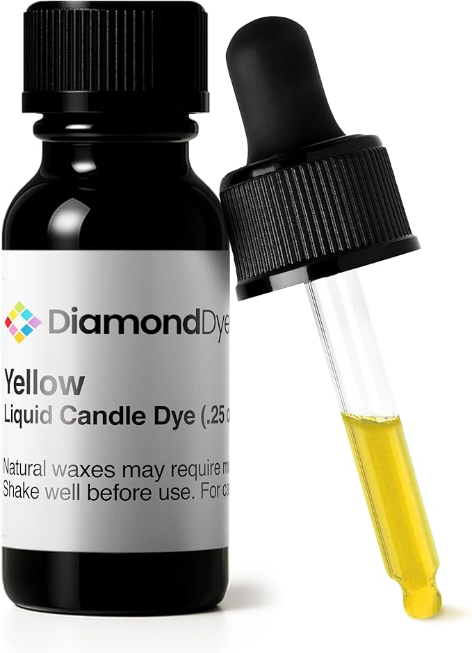 Yellow Liquid Candle Dye (.25 oz) - Made in the USA - Safe and Easy to Use - Pure and Simple Ingredients - Candle Making Supplies for Soy, Paraffin, Palm or Gel Wax - 10 Vibrant Colors to Choose from