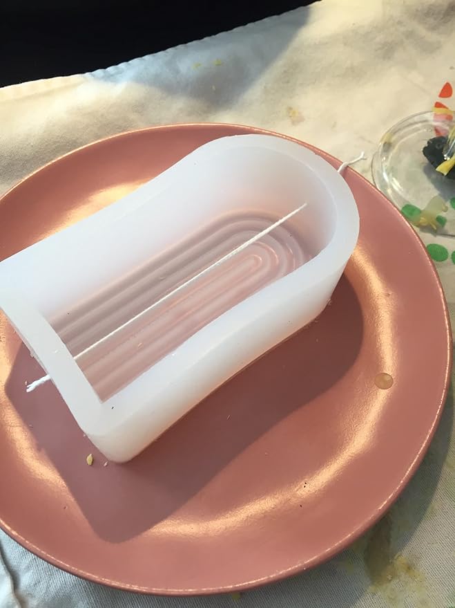 Geometric Rainbow Arch Candle Molds, Striped U-Shaped Silicone Mold, Abstract Lines Epoxy Molds for Candle Making and Baking Making Soap Wax Cake Mousse Ice Cream