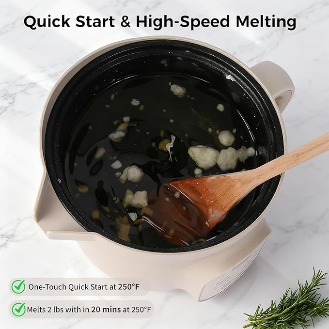 Yuuchail 1.6QTs Electric Wax Melter with Digital Display, Precise Temp Control 90–300°F, 3-Hour Auto Shut-Off & Non-Stick Coating, Wax Melting Pot for DIY Candle Making, Soap Making, Wax Crafts