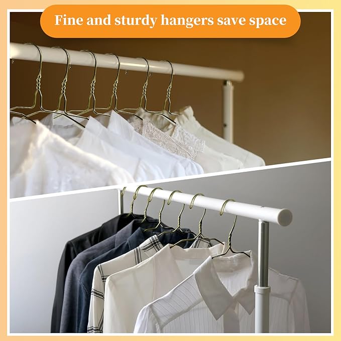 30 Pcs Dry Cleaner Hangers with Tubes - 16" Wire Hangers White Tube with Strong 15 Gauge Wire Bulk for Pants Caped Suit & Strut Home or Dry Cleaners (Gold)