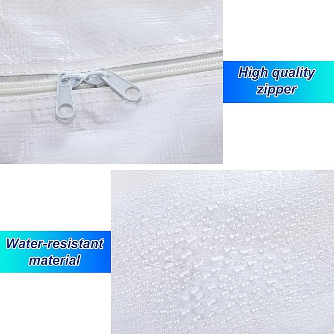 Windyun 4 Pack 57 Gallon Extra Large Moving Bags XXL Heavy Duty Storage Bag with Strong Zipper Handle Jumbo Big Tote Box Foldable for College Dorm Travel Clothes Duffle Blanket Pillow(White)