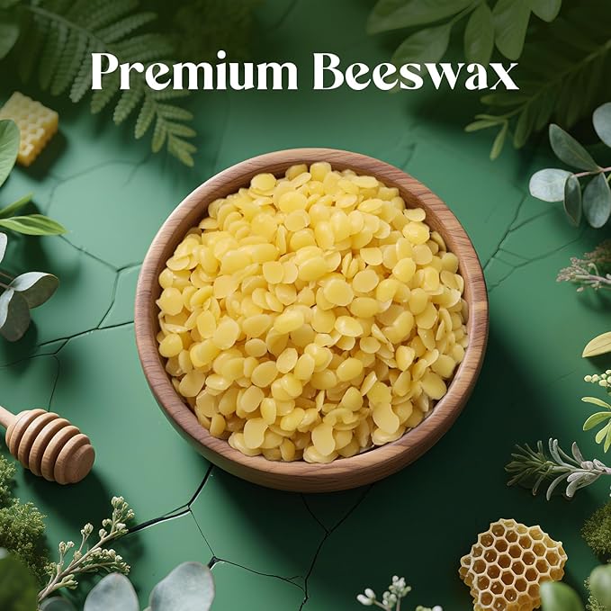 NORVENCE Beeswax Pellets 1LB/5LB/20LB, Pure & Natural Yellow Beeswax for Candle Making, DIY Skin Care, Lip Balm, Soap, Lotion, Creams & Wood Polishing – 1LB
