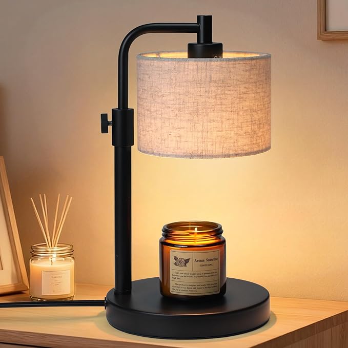 NITOWOLF Candle Warmer Lamp, Candle Lamp Warmer with Timer Adjustable Height Wax Warmer Lamp for Jar Candles, Birthday Gifts for Women House Warming Gifts (Black Linen)