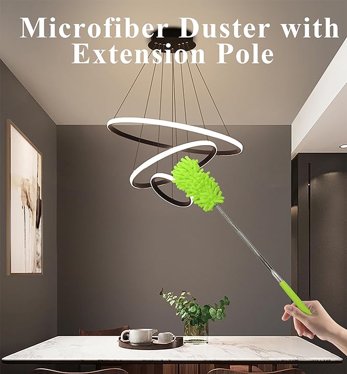 zdyCGTime Microfiber Delicate Duster, Comfortable Non Slip Handle, Detachable Washable Duster Head, Used to Clean Cars, Computers, Air Conditioners, Televisions and Other Products(4Pack/Green)