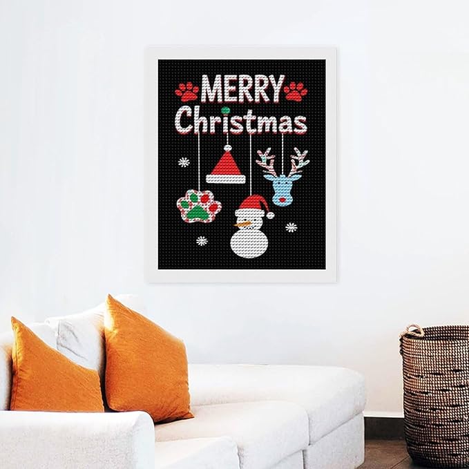 AIVKIEJK Diamond Painting Kits for Adults - Merry Christmas Paw Painting DIY 5D Full Drill Diamond Dots Paintings with Diamonds Gem Art and Crafts Home Decor 16"x20"
