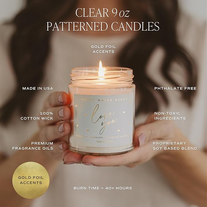 Sweet Water Decor Be Still and Know Candle, Sea Salt, Jasmine Cream, and Wood Scented Soy Wax Candle for Home, Christian Gift for Women, 9oz Clear Jar, 40 Hour Burn Time, Made in the USA