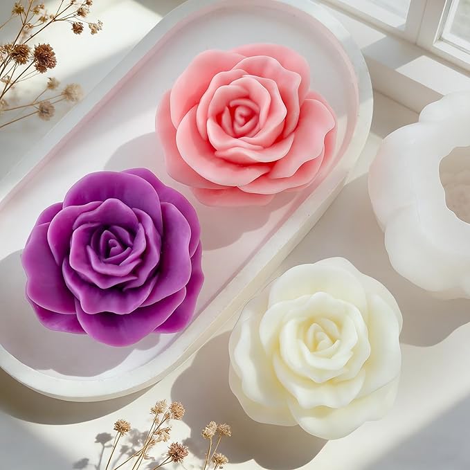 Petal Flower Rose Peony Tulip Cylinder Candle & Resin Mold - Resin Casting Silicone Molds for Home Decor & Candle Making Wave Spiral Mold