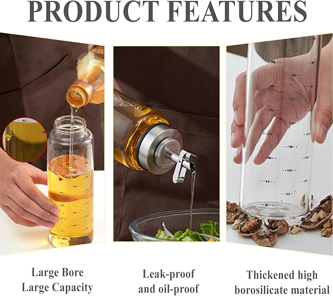 Olive Oil Dispenser Bottle,Oil Dispenser For Kitchen,Bottles For Kitchen,17 Oz Automatic Opening And Closing Leak Proof Glass Dispenser