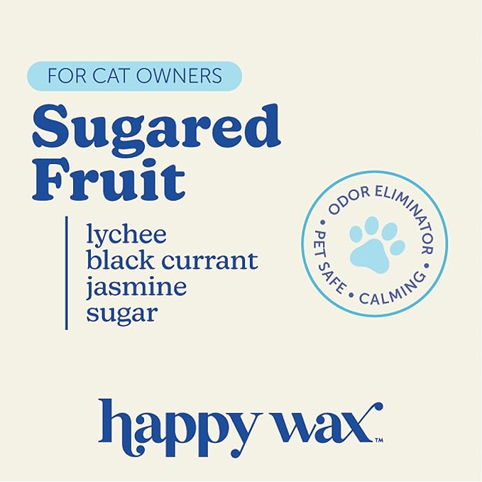 Happy Wax Sugared Fruit Scented Wax Melts for Cat Owners – Odor Eliminating, Calming, Pet-Safe, Non-Toxic, Dye-Free, Perfect for Use with Wax Warmers - 4 oz Pouch
