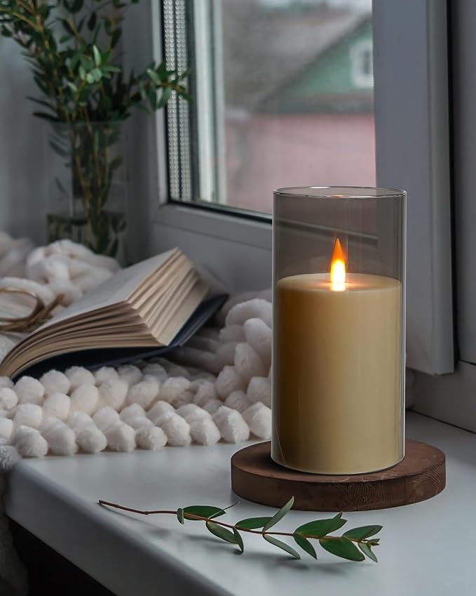 Da by Rechargeable Flameless Candle, Type-c Rechargeable Battery Candlewith Remote Control and Timer Function,Set of 3,can Last up to 240 Hours. A Wick Like a Flame. (Save 220 AA Batteries per Year).
