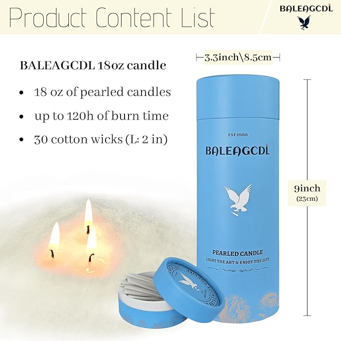 Pearled Candles Colored 18 Oz with 30 Wicks - Light Green Unscented Luxury Long Lasting Powder Candles Up to 120 Hours - DIY Refillable Candle Sand for Candle Making
