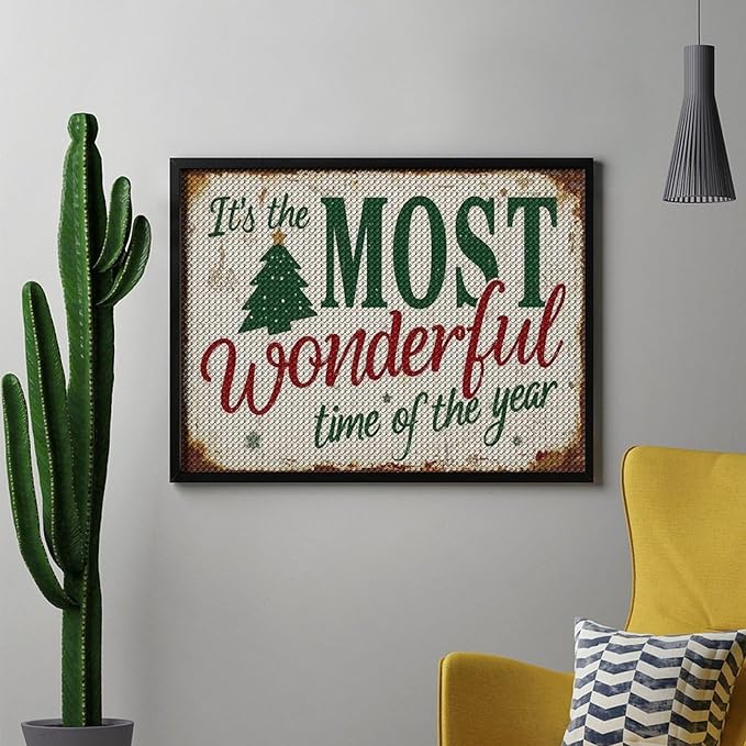 Diamond Painting Kits for Adults - Humorous Quote & Christmas Tree Most Wonderful Time of The Year Painting DIY 5D Full Drill Diamond Dots Paintings with Diamonds Gem Art And Crafts Home Decor 12"x16"