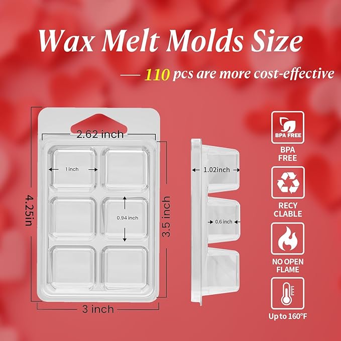 Thickened Wax Melt Molds Containers Clamshells Packaging for Wax Melts,Wax Tart Packaging for Enterprises or Households,Wax Seal Mold,Scentsy Wax Melts,Soy Wax,Wax Melt Warmer (30pcs)