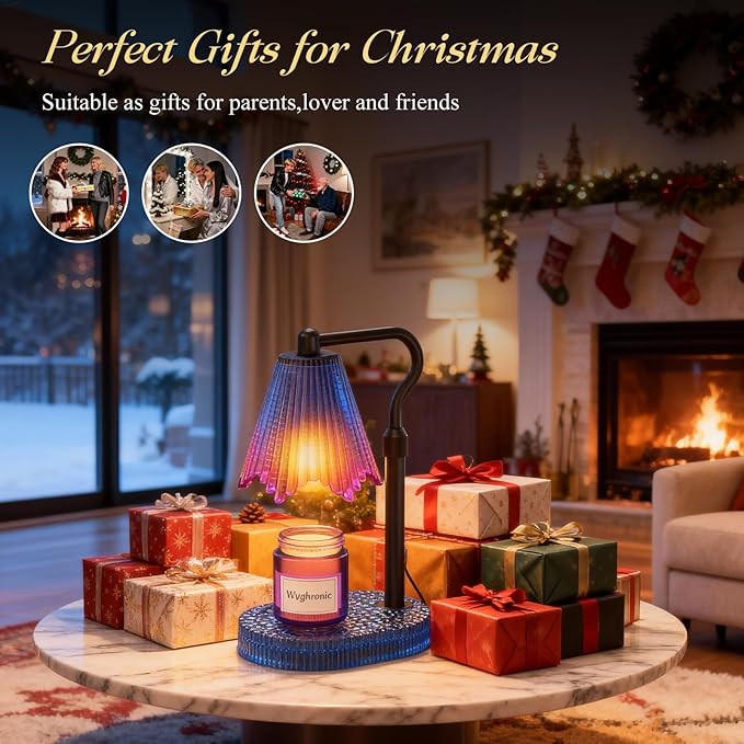 Candle Warmer Lamp with Timer & Dimmable 4-Level Brightness - Adjustable Height,for New Home Bedroom, Gifts for Women(Blue)