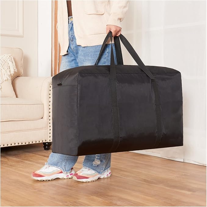 SANSAM Extra Large Heavy Duty Moving Bag,Waterproof Duffle Bag with Zippers,Oxford Cloth Storage Tote Bags for Travelling,College Dorm, Space Saving