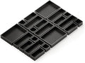 SpaceAid 21-Piece Bamboo Drawer Organizer Storage Boxes Set, Wood Tray Junk Drawer Organizers Multi-Use Divider Bins for Kitchen, Bathroom, Office Desk and Makeup Organization (21 Pack, Black)