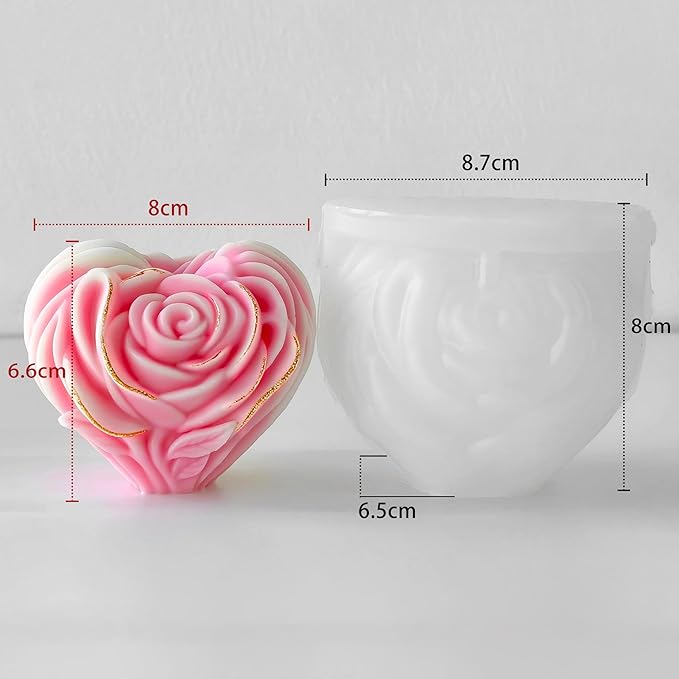 Round Rose Flower Heart Cylinder Candle & Resin Mold - Resin Casting Silicone Molds for Home Decor & Candle Making Wave Spiral Mold