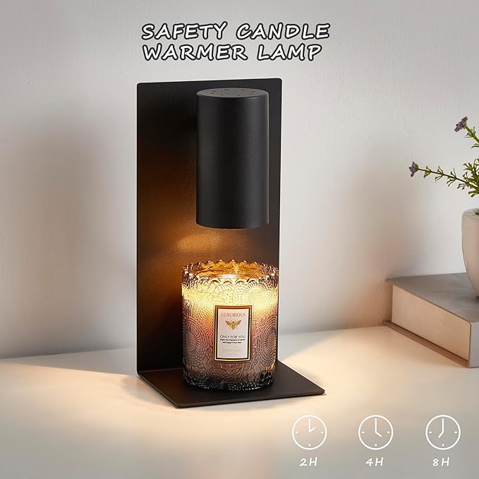 Black L-Shape Candle Warmer Lamp with Timer Dimmable, New Home Decor for Bedroom, Office, Modern Living Room, Christmas Birthday New Year Gift for Women Man