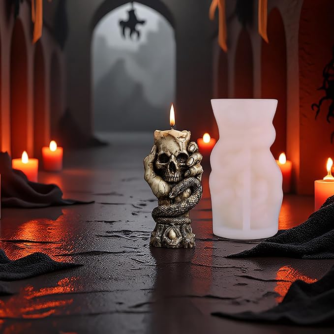 Skull Snake Silicone 3D Flower & Rose Mold - Peony & Candle Making Molds for Resin, Clay & Soap Craft Supplies