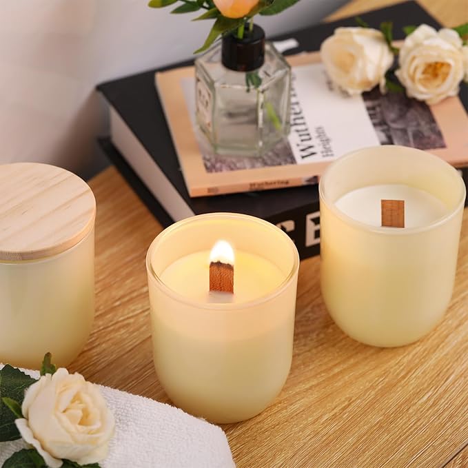 LETINE White Candle Jars 8 oz - 12PCS Glass Candle Vessels with Lids for Candle Making Supplies, Home Storage & Wedding Gifts | Versatile Candle Containers for Making Candles & DIY Crafts