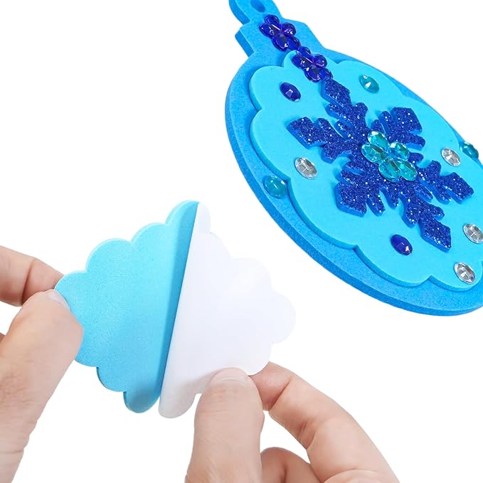 Winlyn 24 Sets 8 Designs Christmas Craft Kits Winter Crafts DIY Holiday 3D Snowflake Baubles Ornaments Decorations Snowflake Foam Stickers Arts and Crafts for Kids Classroom Activities Party Favors