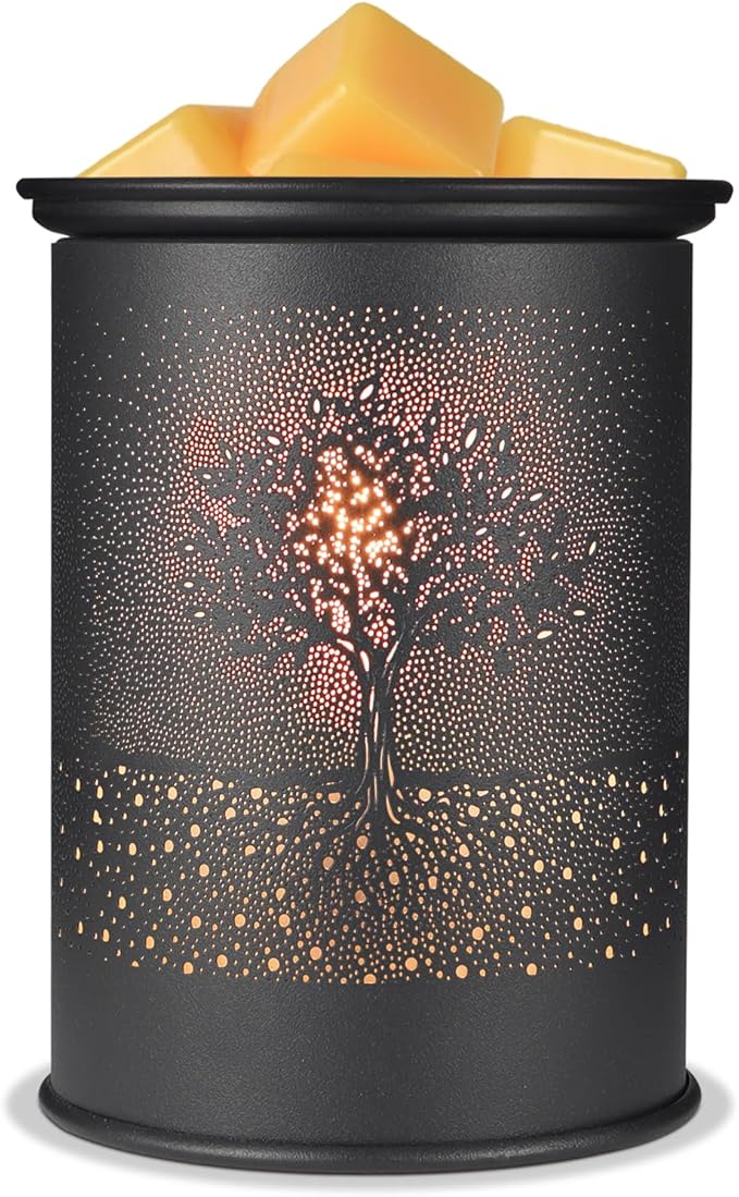 Metal Wax Melt Warmer, Candle Wax Warmer for Scented Wax Melter,Electric Wax Melts Wax Cubes Black Candle Lamp for Home Office Decor,Wax Burner as Gifts for Mom Grandma Women Girls (Tree)…