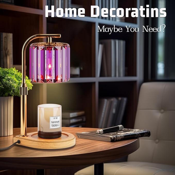 IN HAPPY Purple Candle Warmer Lamp with Timer and Dimmer, Electric Adjustable Candle Lamp Warmer, Birthday Gifts for Women, Mothers Day Gifts for Mom, Wax Warmer Lamp for Jar Candles with 2 Bulbs