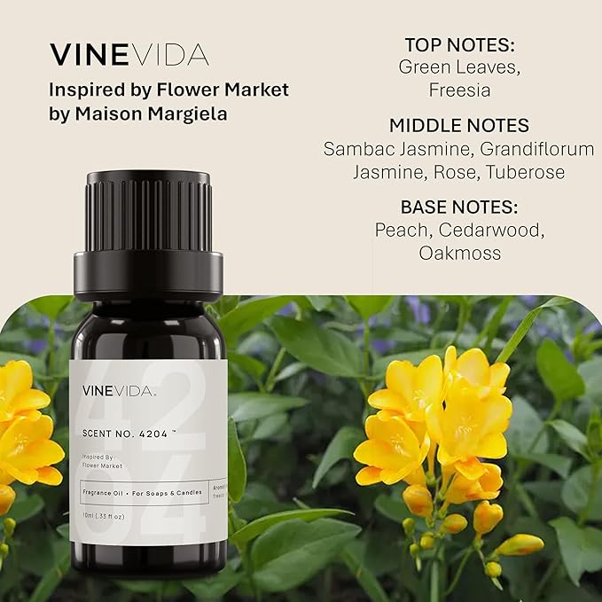 VINEVIDA [10 Ml] Scent NO. 4204 Inspired by Flower Market | Premium Fragrance Oil for Candle Making & Soap Making | Candle Scents for Soy Wax | Scented Oils for Car Freshies & Bath Products