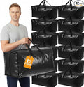 12 Pack Moving Bags with Strong Zippers Handle, Extra Large Heavy Duty Moving Bags Storage Totes for Space Saving Dorm Room Packing Clothes Containers Essentials Supplies(Black)