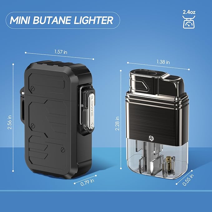 TOPAKY Torch Lighter, Waterproof Windproof Dual Flame Butane Lighter, Refillable Mini Gas Torch Lighter for Candle Fireworks Camping Hiking Tactical Gear (Not Prefilled)