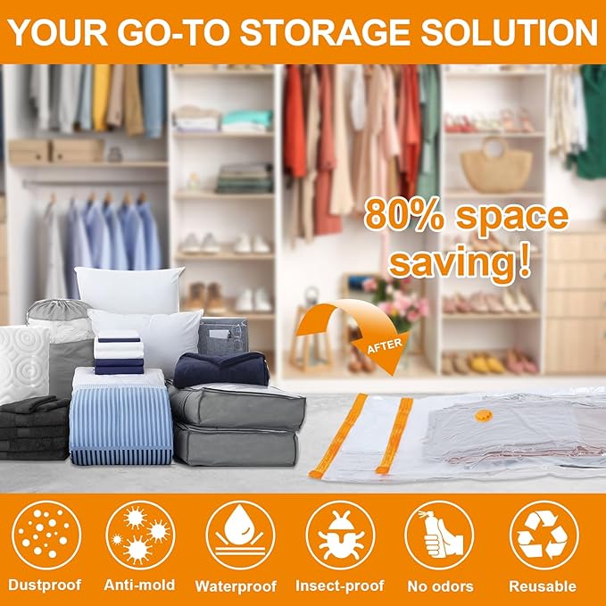 AGPTEK 10 Vacuum Storage Bags(5 Large and 5 Jumbo), Ideal Space-Saving Solution for Clothes, Blankets, Comforters and More, Perfect for Home Storage and Travel