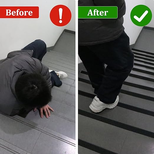 Heavy-Duty Stair Edge Trim, 3.3FT Vinyl Rubber Stair Nosing, Non-Slip Self Adhesive Stair Edge Protector Suitable for Indoor/Outdoor Stairs, Non-Slip and Waterproof