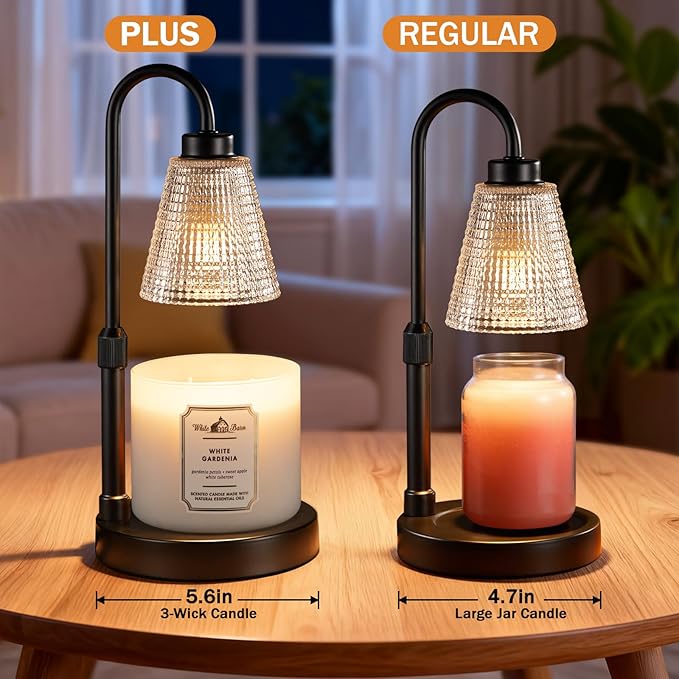 Innqoo Big Black Candle Warmer Lamp with Timer, Dimmable Candle Warmer for Home Decor, Height Adjustable Candle Lamp for Jar Candles, Birthday Gifts for Women Mom, House Warming Gifts New Home
