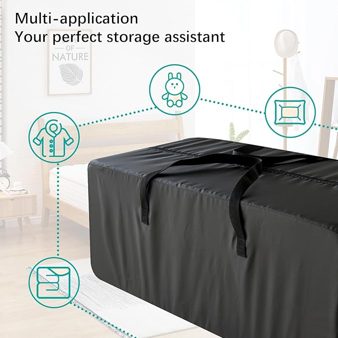 6 Pack Heavy Duty Moving Bags with Reinforced Zipper & Handles, Sturdy & Durable Clothes Storage Bags Totes Bins, Moving Boxes Alternative,College Dorm Room Essentials, Black