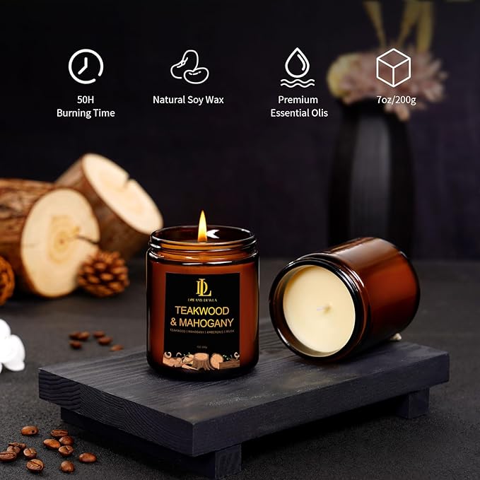8 Pack Candles for Home Scented, Scented Candles Gifts Set for Women Men, 56 oz Soy Candle Set, Scents of Teakwood/Smoke Vanilla/Cologne/Coffee/Patchouli/Oak/Sandalwood/Cupcake