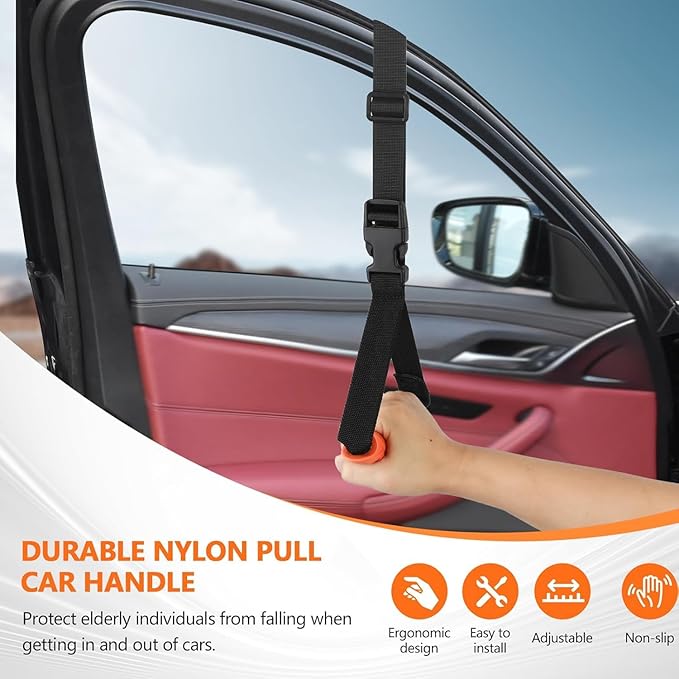Kaiedos Car Door Handle for Elderly, 3-in-1 Car Handle Assist for Seniors, Portable Auto Cane Vehicle Support Handle, 500 lbs Capacity, Non-Slip Door Assist Bar