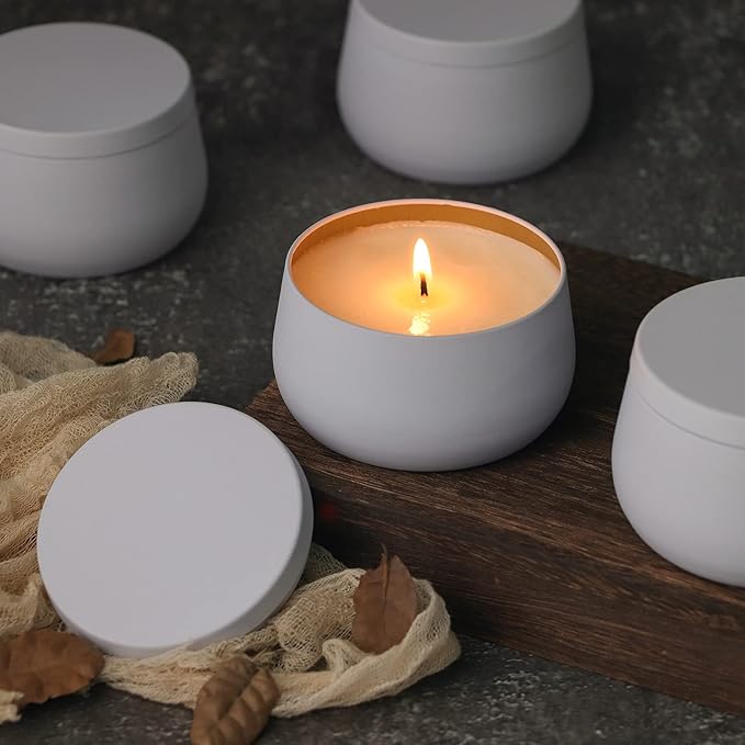 8oz Candle tins with lids,White Candle Jars,Bulk Candle tins for Making Candles,Candle Making Jars(24PACK, White)