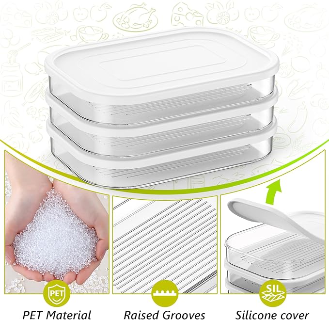 Refrigerator organizers and storage,deli Meat Container for Fridge,Stackable Food Storage Boxes with Lid for Cold Cuts,Bacon Lunch Meat Container for Refrigerator,3PCS,BPA Free